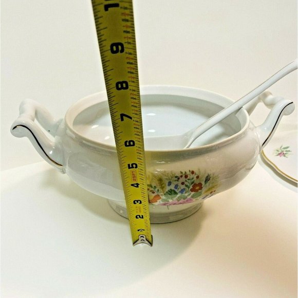 Vintage Favolina POLAND Soup Tureen & Ladle Floral - Picture 5 of 10